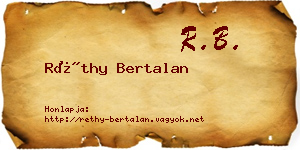 Réthy Bertalan névjegykártya